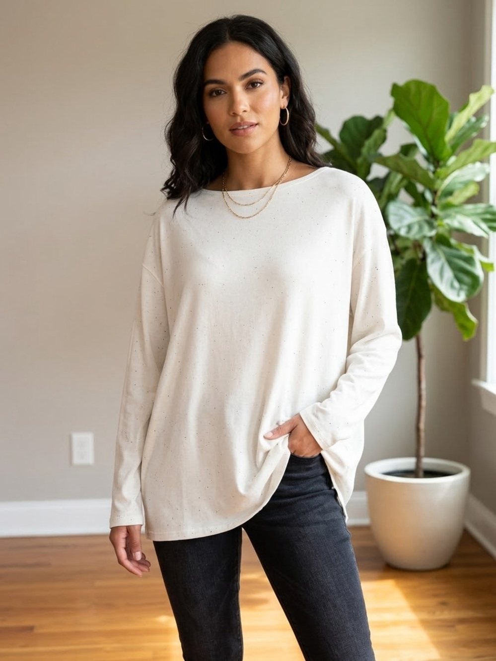 Lululemon LA Back In Action White Confetti Athletic Yoga Gym Top Large